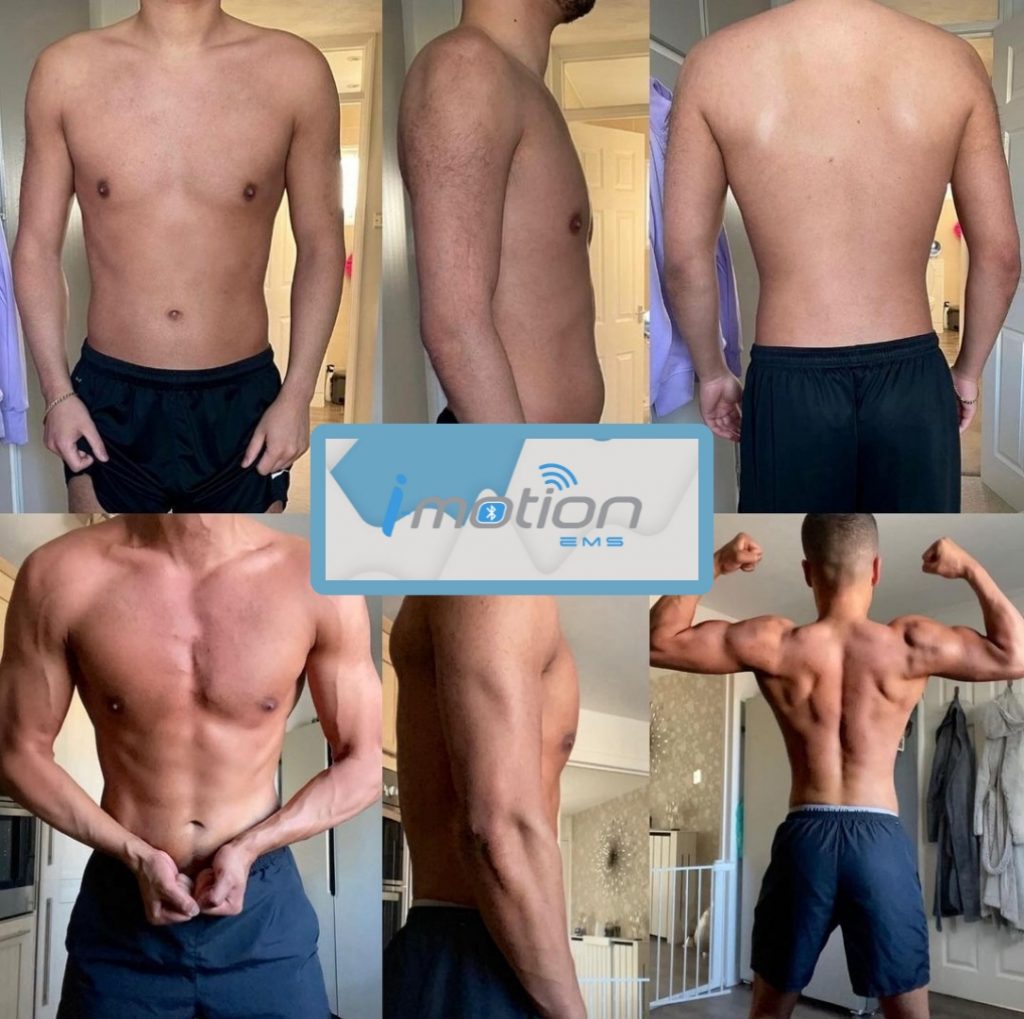 Avant/Après les séances d'électrostimulation I-Motion EMS homme musculation