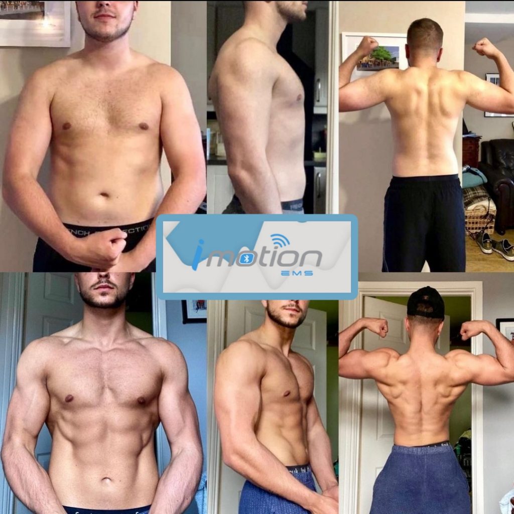 Avant/Après les séances d'électrostimulation I-Motion EMS homme sèche